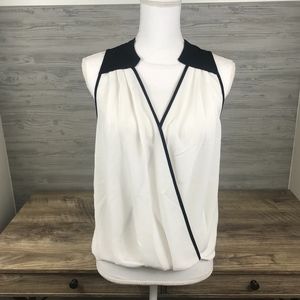 LAST CHANCE!! Monteau | Black & White Faux Wrap Blouse